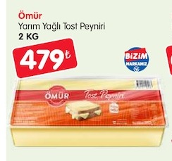 Ömür Yarım Yağlı Tost Peyniri 2 Kg