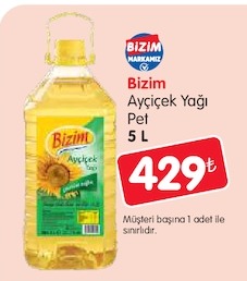 Bizim Ayçiçek Yağı Pet 5 L