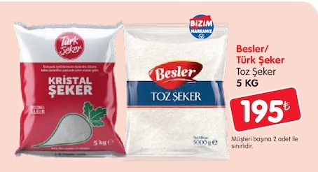 Besler/Türk Şeker Toz Şeker 5 Kg