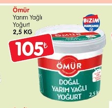 Omur Yarim Yagli Yogurt 2,5 Kg