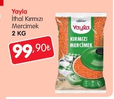 Yayla İthal Kırmızı Mercimek 2 Kg