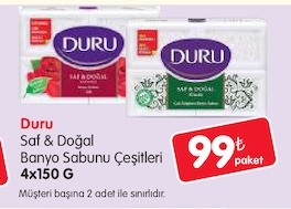 Duru Saf & Doğal Banyo Sabunu Çeşitleri 4X150 G