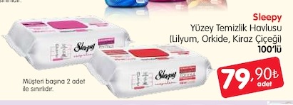 Sleepy Yüzey Temizlik Havlusu 100'Lü