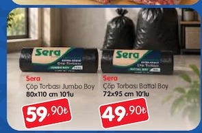 Sera Çöp Torbası Jumbo Boy 80X110 Cm 10'Lu