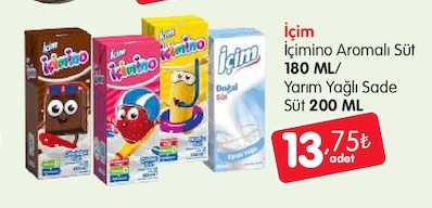 İçim İçi̇Mi̇No Aromali Süt 180 Ml / Yarim Yağli Sade Süt 200 Ml