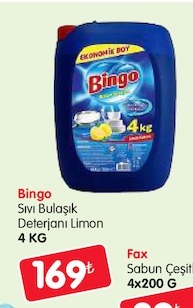 Bingo Sıvı Bulaşık Deterjanı Limon 4 Kg