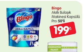 Bingo Akıllı Bulaşık Makinesi Kapsülü Pro 50'Li