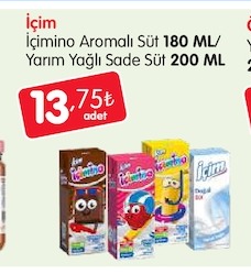 İçim İcımno Aromalı Süt 180 Ml/ Yarım Yağlı Sade Süt 200 Ml
