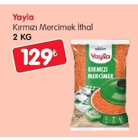 Yaylı Kırmızı Mercimek İthal 2 Kg