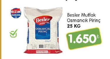Besler Mutfak Osmancik Pirinç 25 Kg
