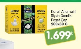 Karali Alternatif Siyah Demlik Poşet Çay 200X30 G