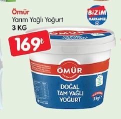 Ömür Yarım Yağlı Yoğurt 3 Kg