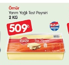 Ömür Yarım Yağlı Tost Peyniri 2 Kg