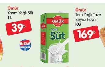 Omur Yarim Yagli Sut 1L