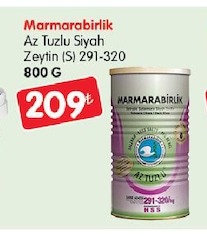 Marmarabirlik Az Tuzlu Siyah Zeytin (S) 291-320 800 G