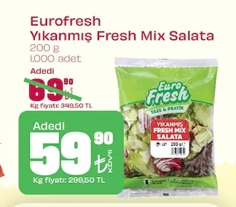 Eurofresh Yıkanmış Fresh Mix Salata 200 G