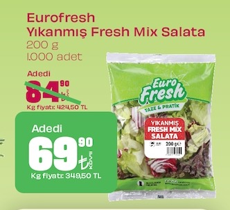 Eurofresh Yıkanmış Fresh Mix Salata 200 G