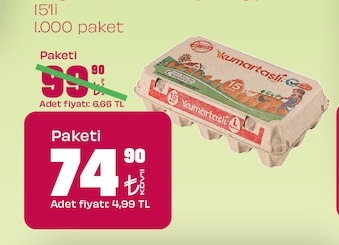 Kumartaşlı Beyaz Yumurta (L Boy) 15'Li Paket