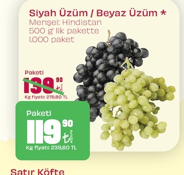 Siyah Üzüm / Beyaz Üzüm 1000 Kg