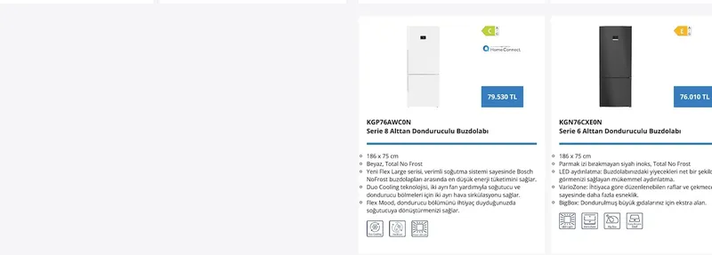 Bosch Kgp76Awcon Alttan Donduruculu Buzdolabı