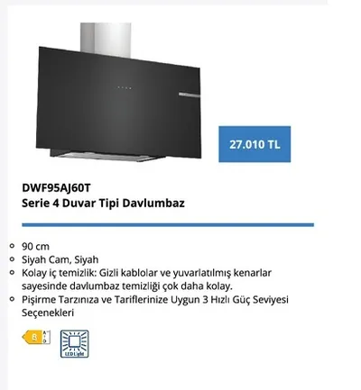 Dwf95Aj60T Serie 4 Duvar Tipi Davlumbaz