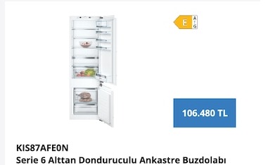 Kis87Afe0N Serie 6 Alttan Donduruculu Ankastre Buzdolabı