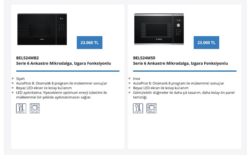 Bosch Bel524Mb2 Serie 6 Ankastre Mikrodalga, Izgara Fonksiyonlu
