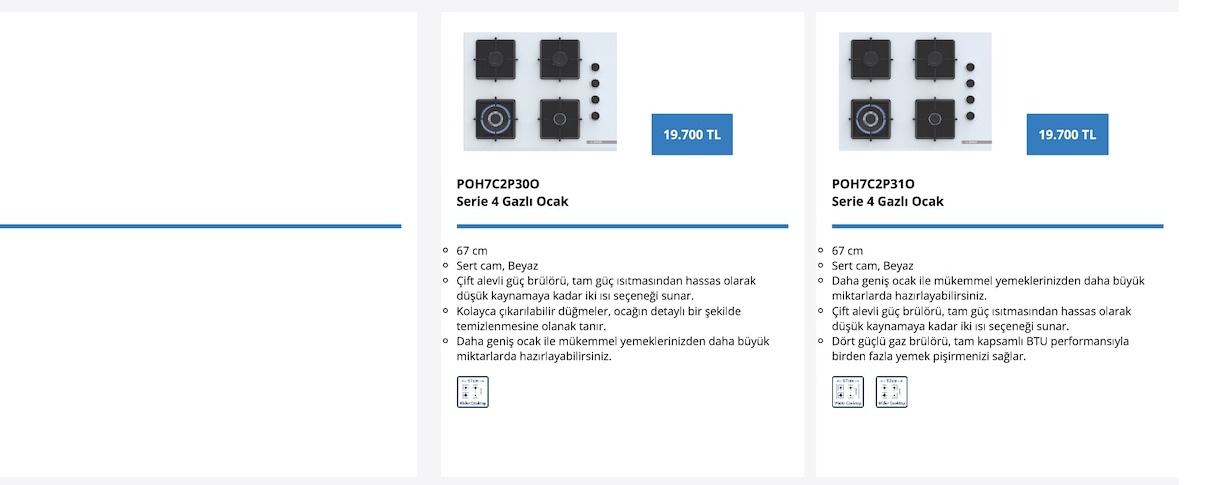 Poh7C2P30O Serie 4 Gazlı Ocak