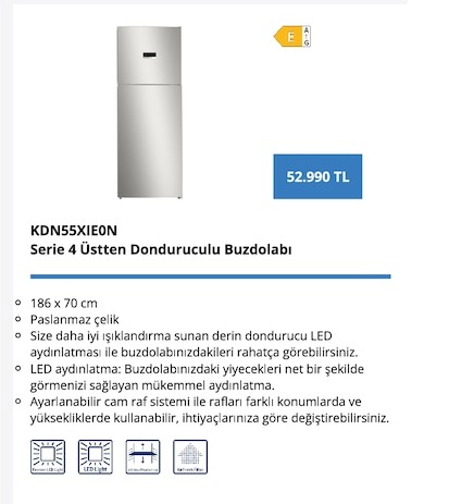Arçelik Kdn55Xie0N Serie 4 Üstten Donduruculu Buzdolabı
