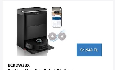 Bosch Bcrb3Wx Spotless Max Cam Robot Süpürge