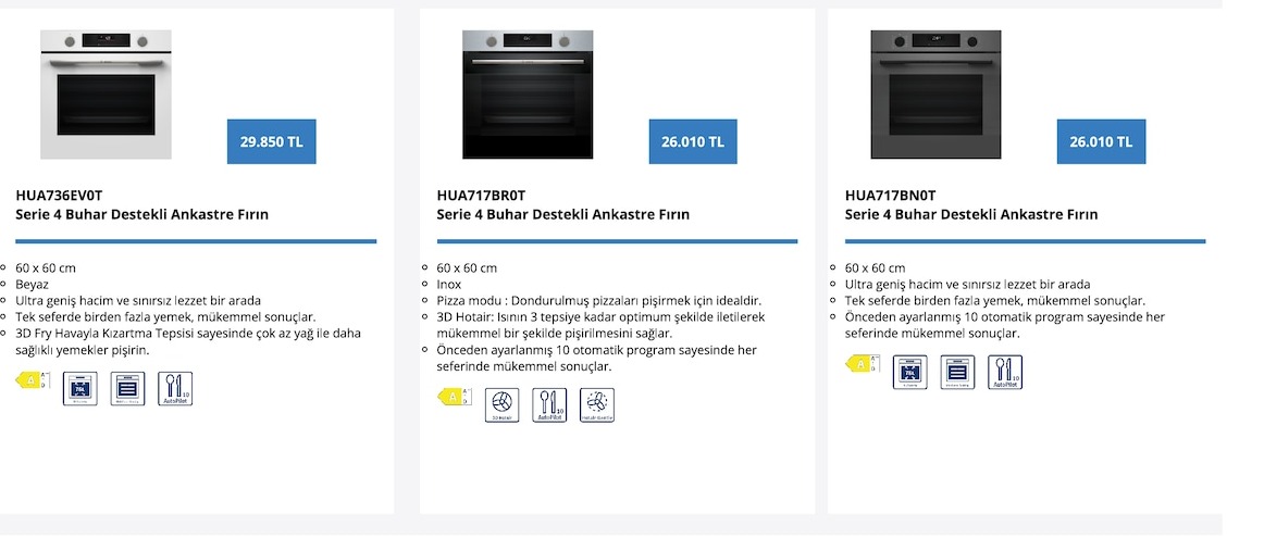 Buhar Destekli Ankastre Fırın