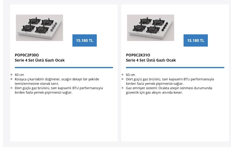 Popoc2P300 Serie 4 Set Üstü Gazlı Ocak