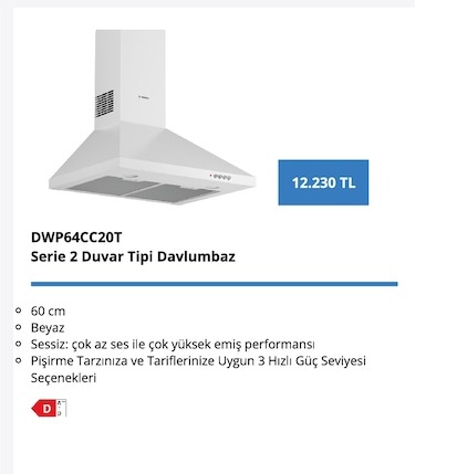 Bosch Dwp64Cc20T Serie 2 Duvar Tipi Davlumbaz
