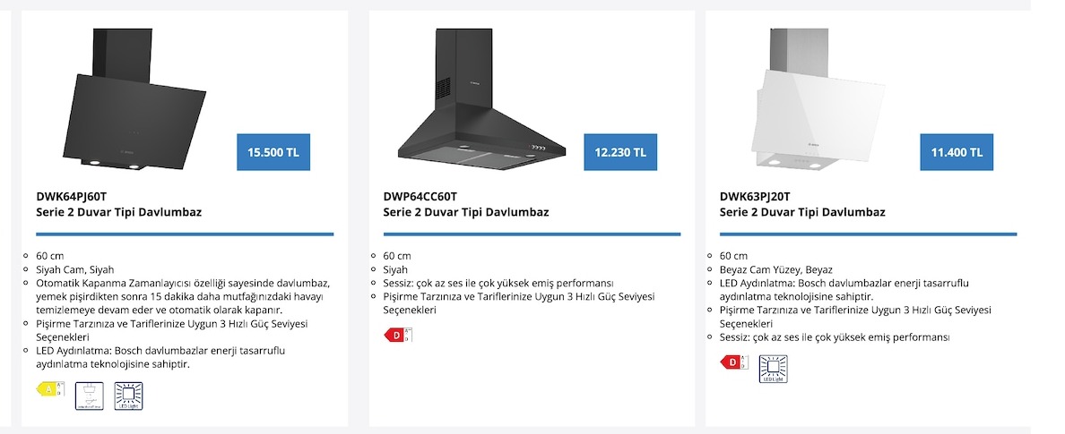 Bosch Dwk64Pj60T Serie 2 Duvar Tipi Davlumbaz