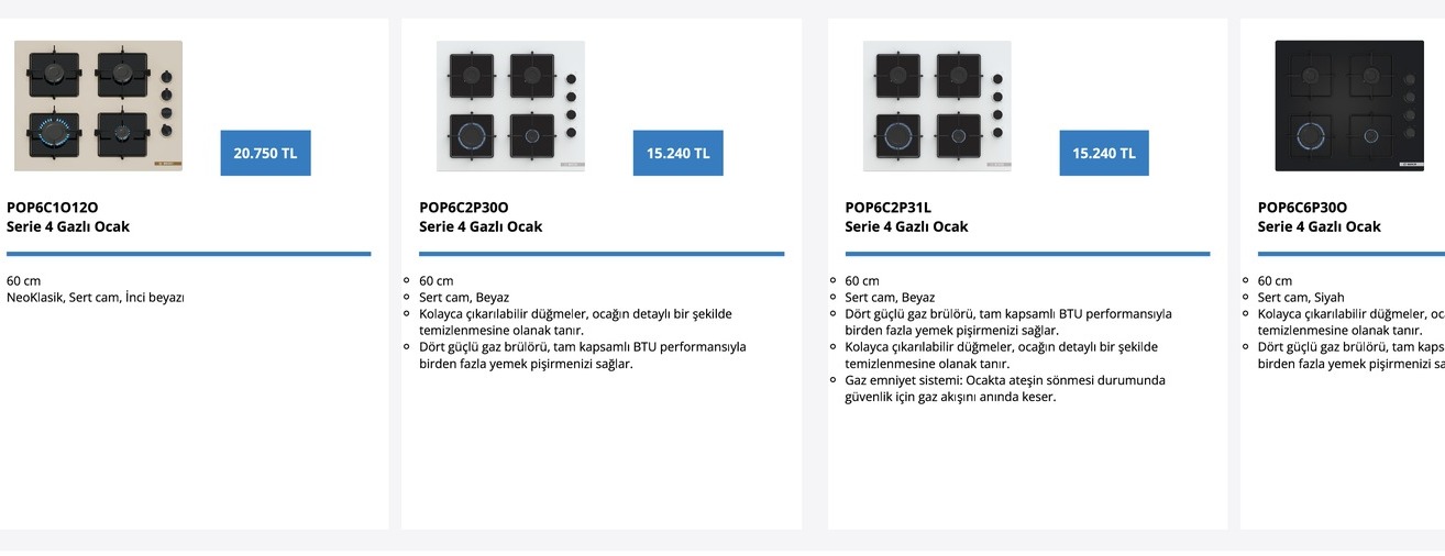 Pop6C70120 Serie 4 Gazlı Ocak