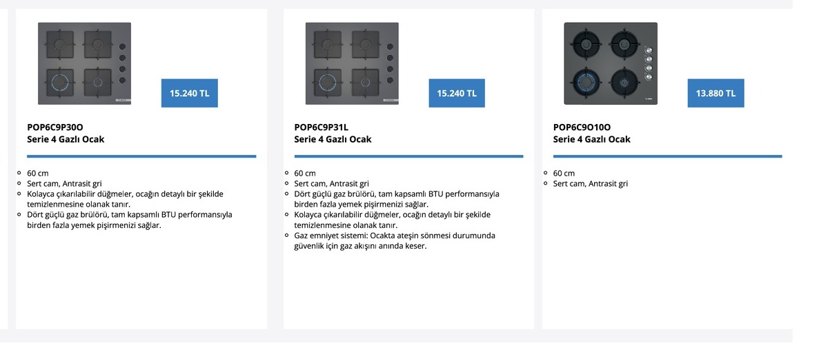 Pop6C9P300 Serie 4 Gazlı Ocak