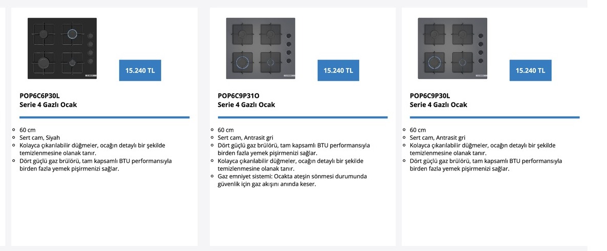 Pop6C9P31L Serie 4 Gazlı Ocak