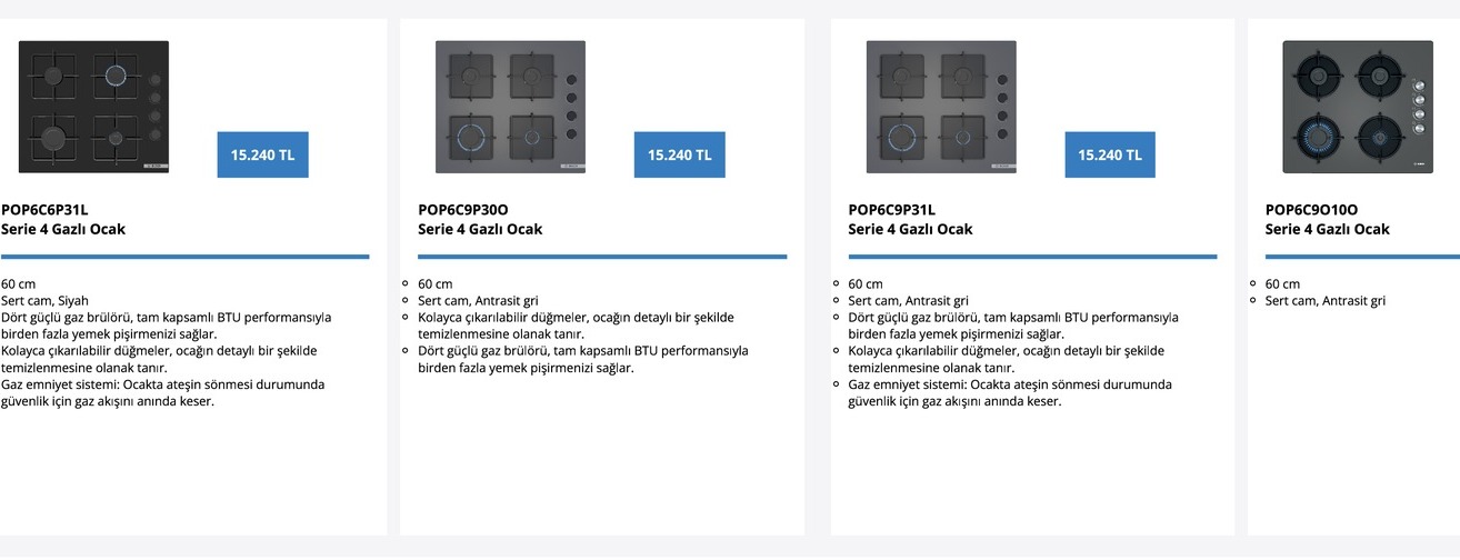 Pop6C9C100 Serie 4 Gazlı Ocak