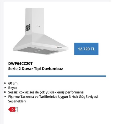 Bosch Dw64Cc20T Duvar Tipi Davlumbaz