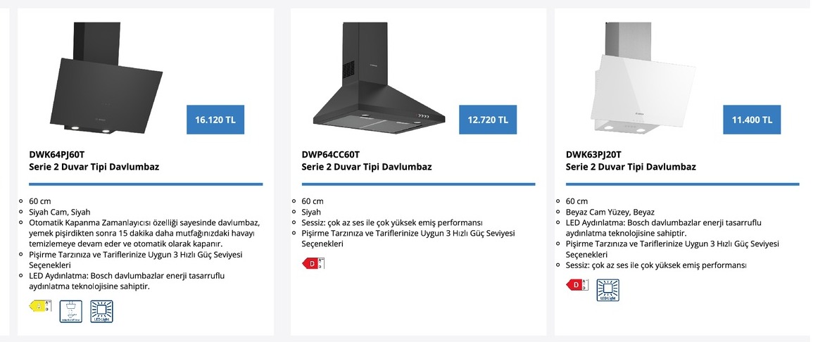 Bosch Dwk64Pj60T Serie 2 Duvar Tipi Davlumbaz