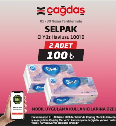 Selpak El Yüz Havlusu 100'Lü