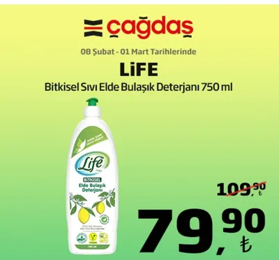 Life Bitkisel Sıvı Elde Bulaşık Deterjanı 750 Ml