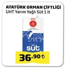 Atatürk Orman Çiftliği Uht Yarım Yağlı Süt 1 Lt