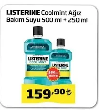 Listerine Coolmint Ağız Bakım Suyu 500 Ml + 250 Ml