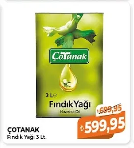 Çotanak Fındık Yağı 3 Lt.