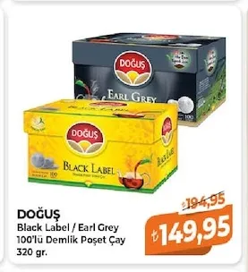 Doğuş Black Label / Earl Grey 100'Lü Demlik Poşet Çay 320 Gr.