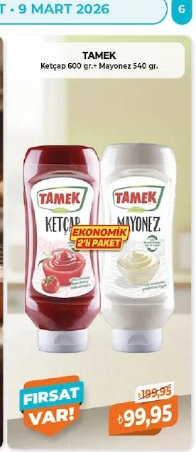 Tamek Ketçap 600 Gr.+ Mayonez 540 Gr.