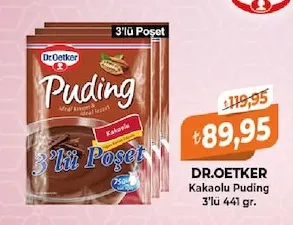 Dr. Oetker Kakaolu Puding 3'Lü 441 Gr