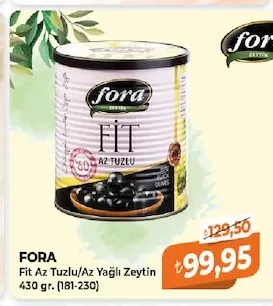 Fora Fit Az Tuzlu/Az Yağlı Zeytin 430 Gr. (181-230)