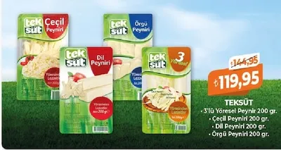 Teksüt 3'Lü Yöresel Peynir 200 Gr.